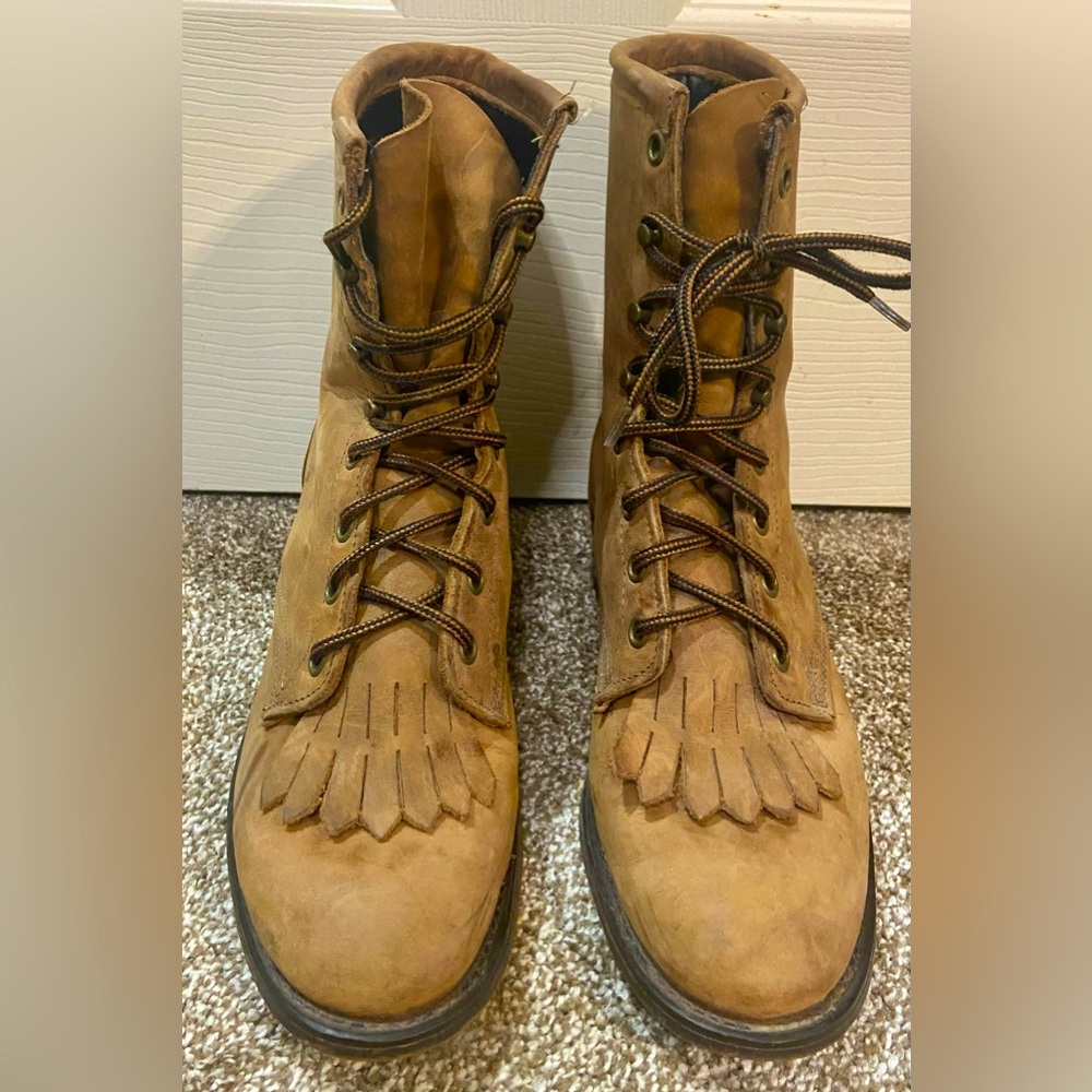 Laredo Cowboy Boot 112 Women's Sz 7 W Brown Leather Lace Up Distressed